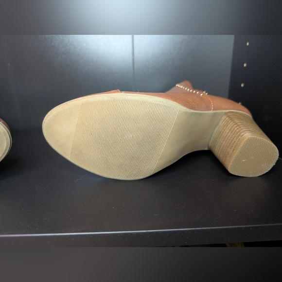 LC Lauren Conrad Brown Studded Ankle Booties Size 9.5 Cognac - Picture 8 of 11